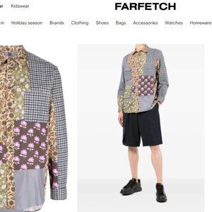 MCQ by Alexander McQueen Men's SHORT SLEEVE Patchwork OVERSIZED Button-Up Size S